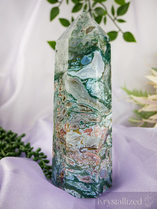 Pink Moss Agate Tower